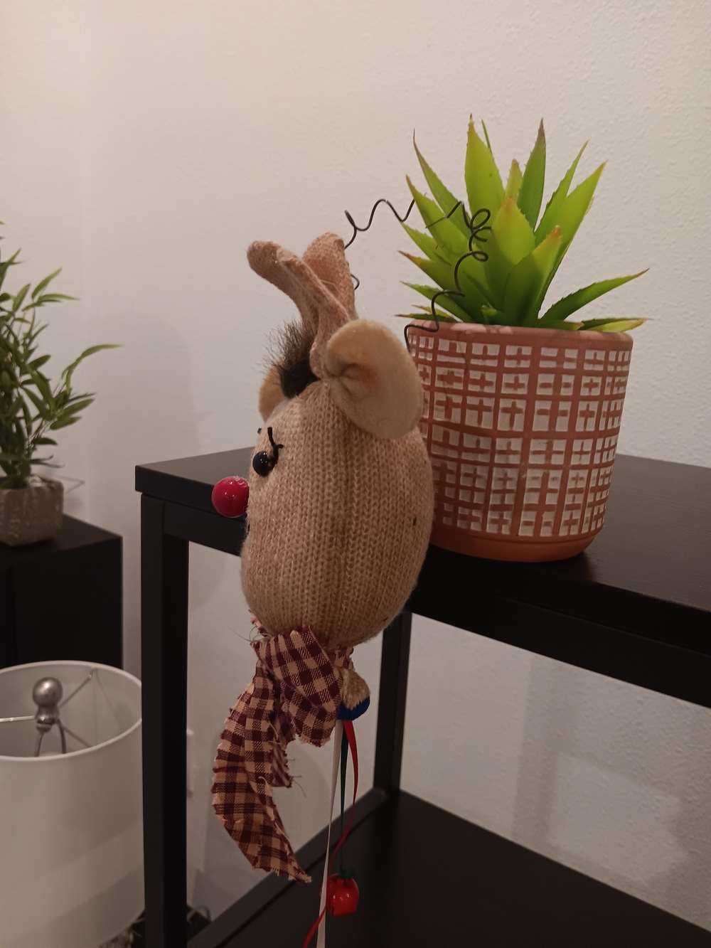 & Other Stories Beige Knit Reindeer Ornament with Red Nose